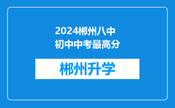 2024郴州八中初中中考最高分