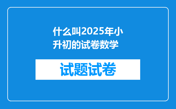 什么叫2025年小升初的试卷数学