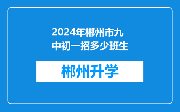 2024年郴州市九中初一招多少班生