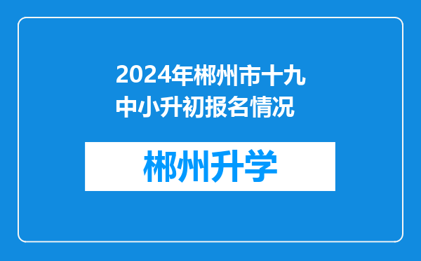 2024年郴州市十九中小升初报名情况