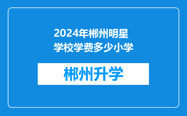 2024年郴州明星学校学费多少小学