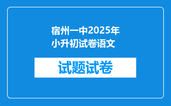 宿州一中2025年小升初试卷语文