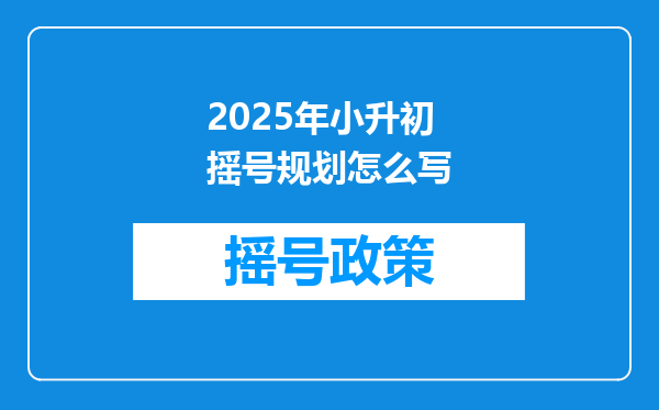 2025年小升初摇号规划怎么写