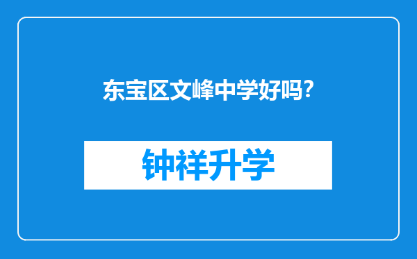 东宝区文峰中学好吗？