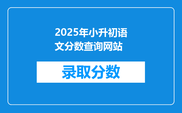 2025年小升初语文分数查询网站