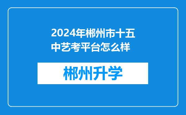 2024年郴州市十五中艺考平台怎么样