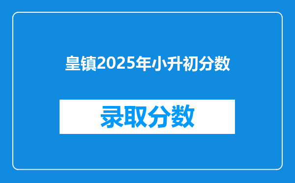 皇镇2025年小升初分数