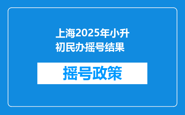 上海2025年小升初民办摇号结果