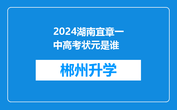 2024湖南宜章一中高考状元是谁