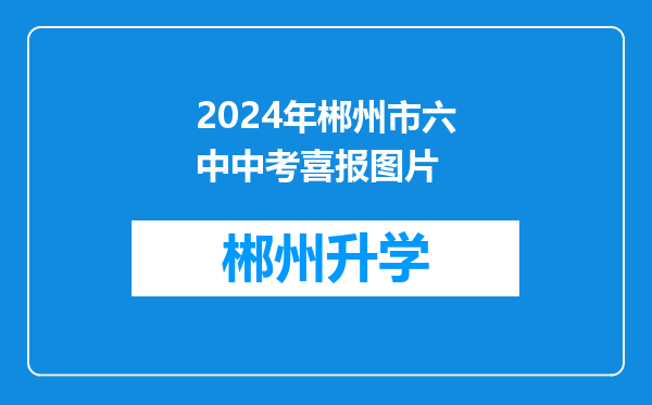 2024年郴州市六中中考喜报图片