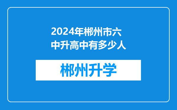 2024年郴州市六中升高中有多少人