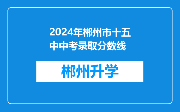 2024年郴州市十五中中考录取分数线