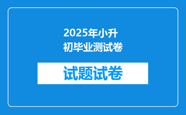 2025年小升初毕业测试卷