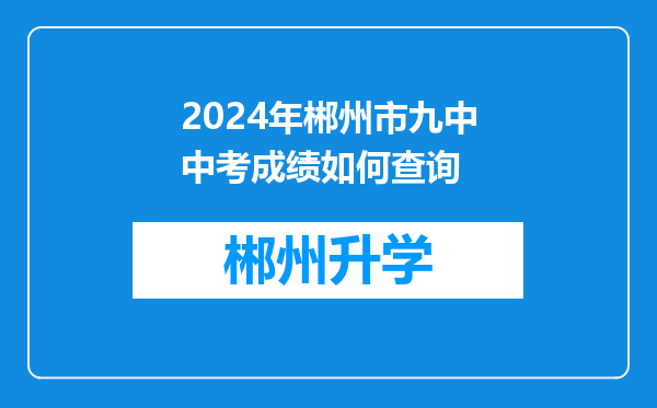 2024年郴州市九中中考成绩如何查询