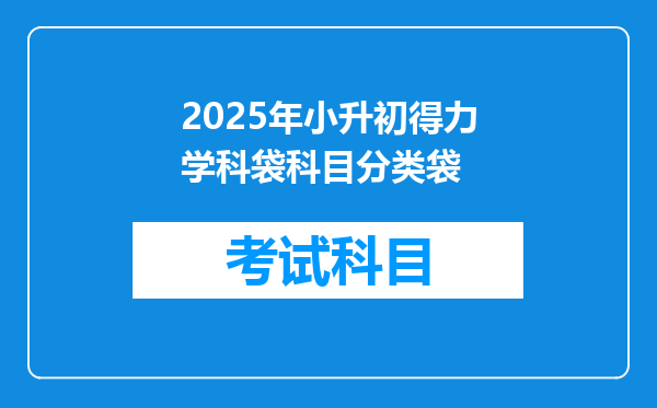 2025年小升初得力学科袋科目分类袋