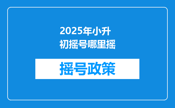 2025年小升初摇号哪里摇