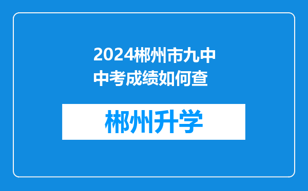 2024郴州市九中中考成绩如何查