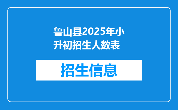 鲁山县2025年小升初招生人数表