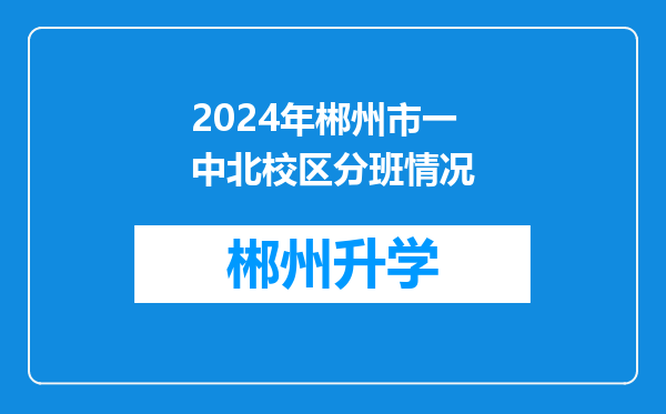 2024年郴州市一中北校区分班情况