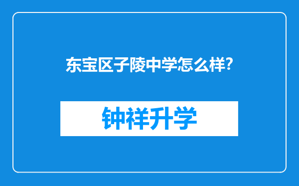 东宝区子陵中学怎么样？