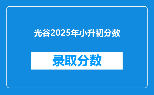 光谷2025年小升初分数