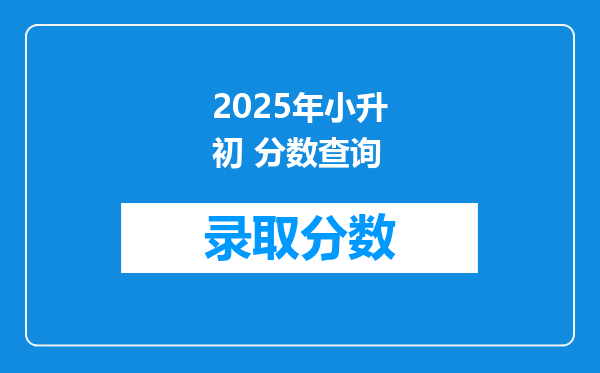 2025年小升初 分数查询