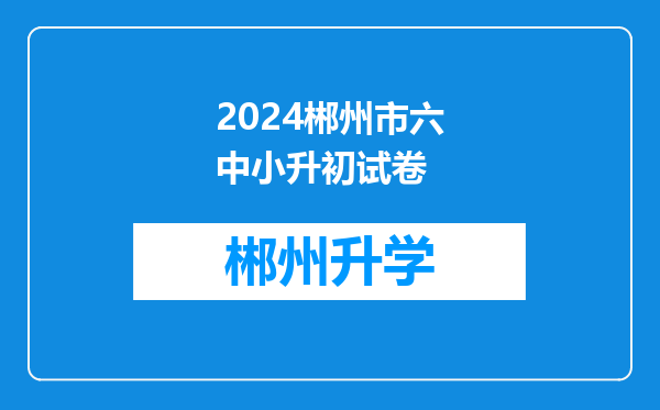 2024郴州市六中小升初试卷