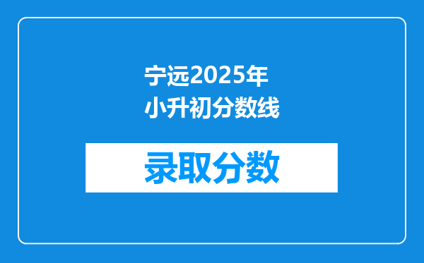 宁远2025年小升初分数线