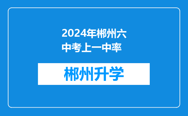 2024年郴州六中考上一中率