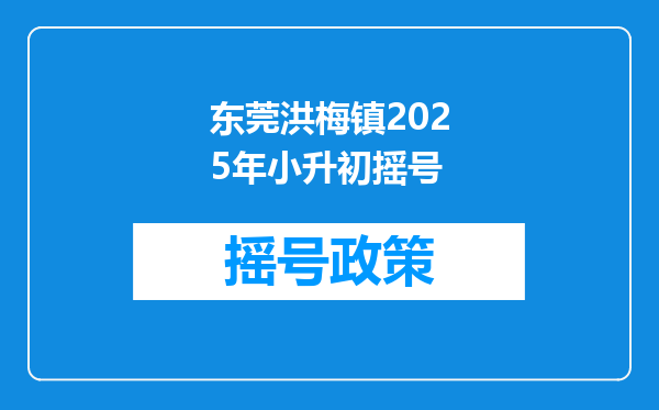 东莞洪梅镇2025年小升初摇号