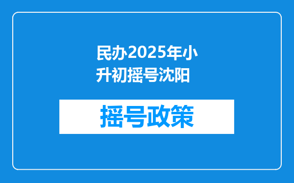 民办2025年小升初摇号沈阳