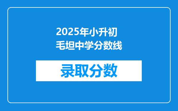 2025年小升初毛坦中学分数线