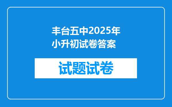 丰台五中2025年小升初试卷答案