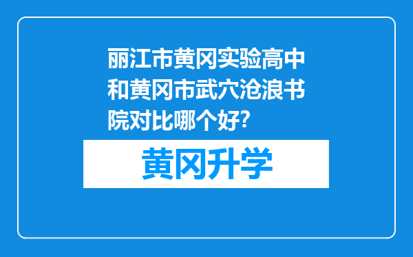 丽江市黄冈实验高中和黄冈市武穴沧浪书院对比哪个好？