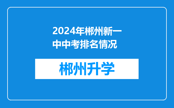 2024年郴州新一中中考排名情况