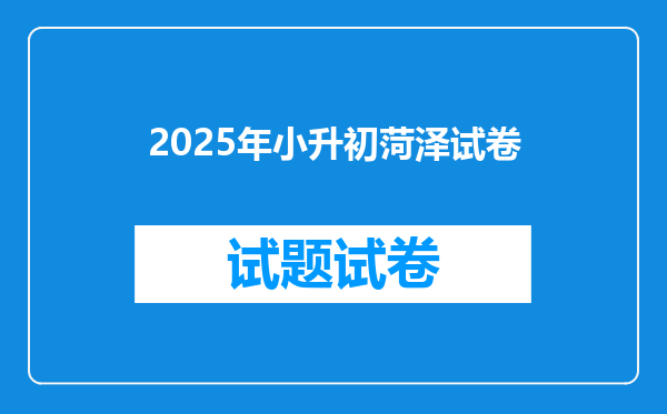 2025年小升初菏泽试卷