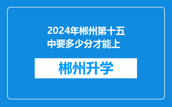 2024年郴州第十五中要多少分才能上