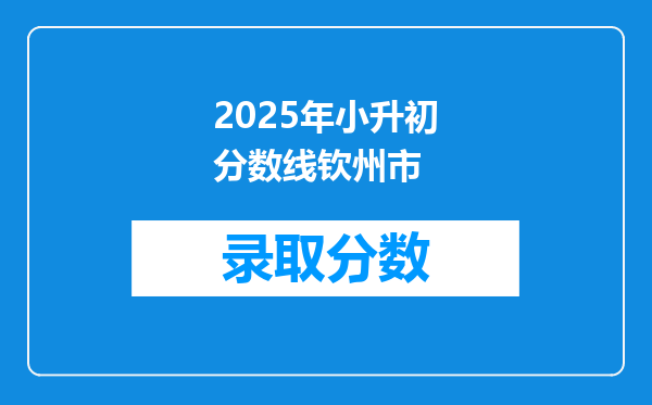 2025年小升初分数线钦州市