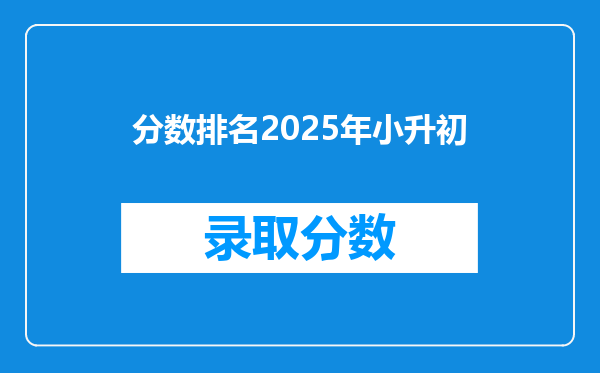 分数排名2025年小升初