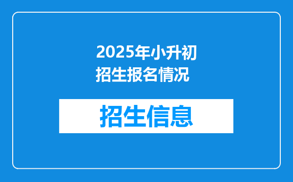 2025年小升初招生报名情况