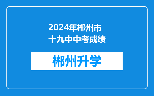 2024年郴州市十九中中考成绩