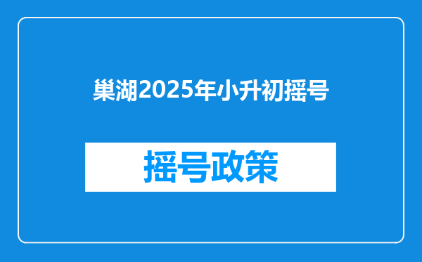 巢湖2025年小升初摇号