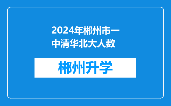 2024年郴州市一中清华北大人数