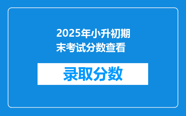 2025年小升初期末考试分数查看