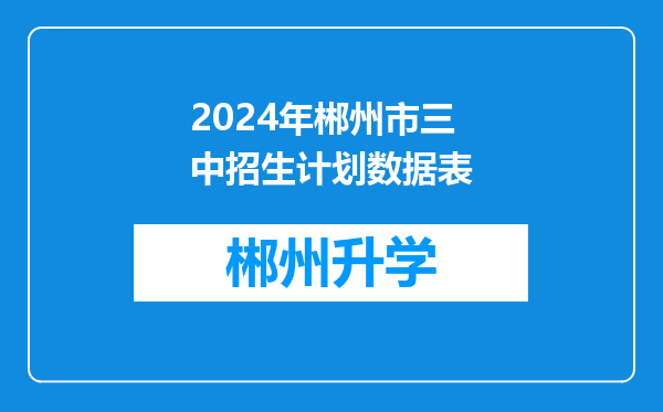 2024年郴州市三中招生计划数据表