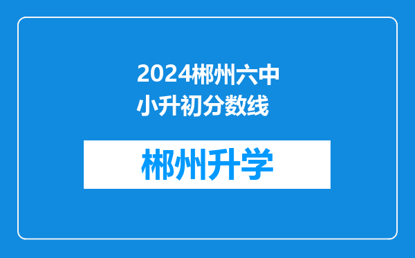 2024郴州六中小升初分数线