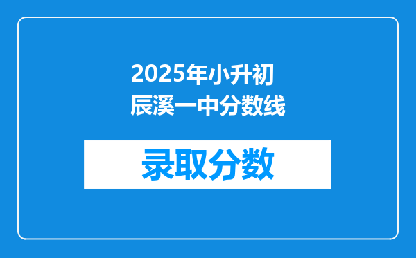 2025年小升初辰溪一中分数线