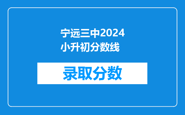 宁远三中2024小升初分数线