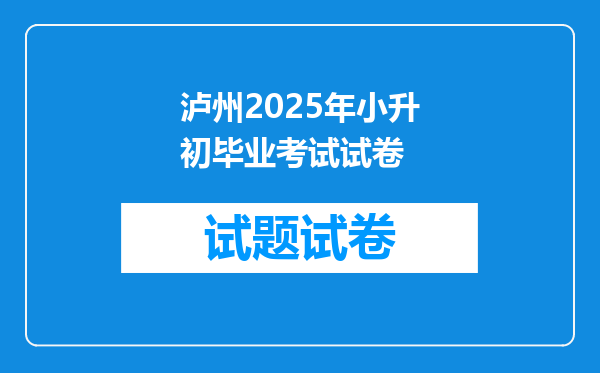 泸州2025年小升初毕业考试试卷