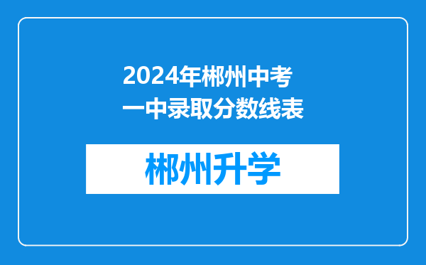 2024年郴州中考一中录取分数线表